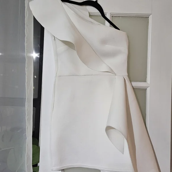 Asos One-Shoulder White Ruffle Cocktail Dress - Picture 2 of 2